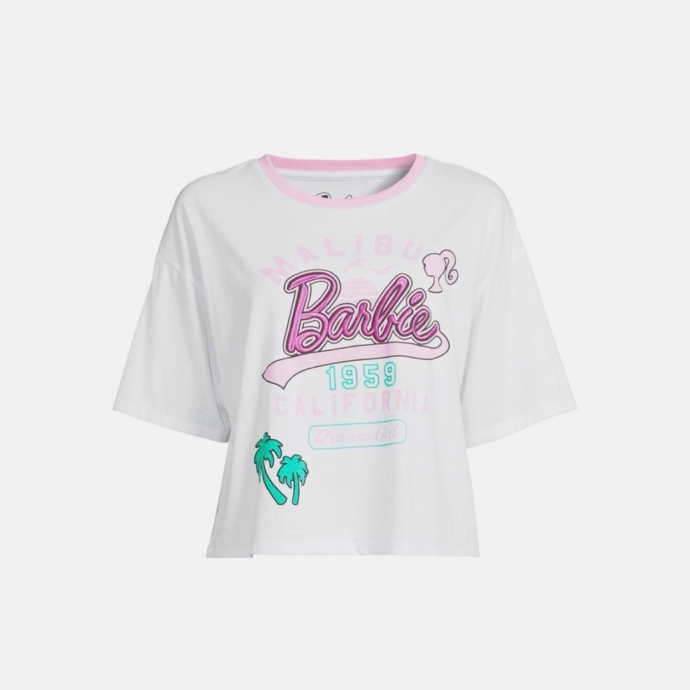 Barbie White and Pink Crop Top